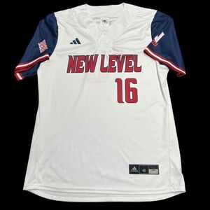 Adidas New Level Mens Baseball Practice Jersey Big Logo #16 White Size 40 / L